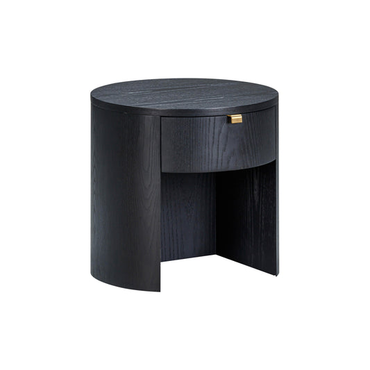 Marlow Black Wood Round Nightstand by TOV