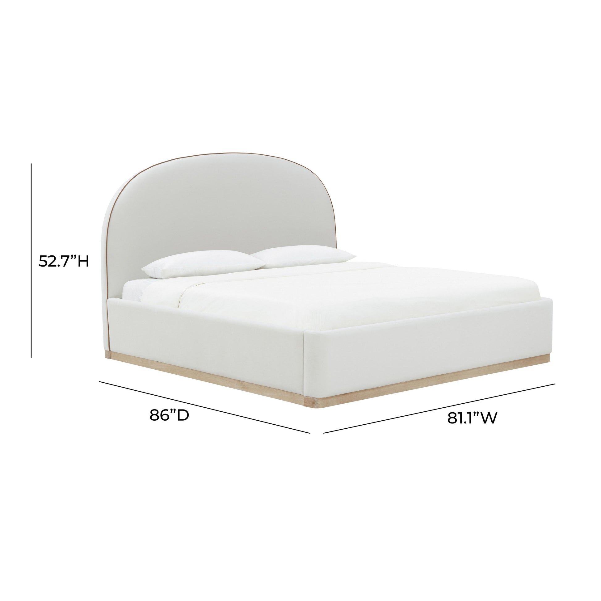 Marlow Cream Velvet King Bed by TOV