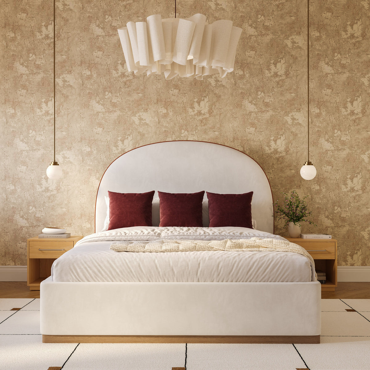 Marlow Cream Performance Velvet King Bed by TOV Furniture – photo 10 of 11
