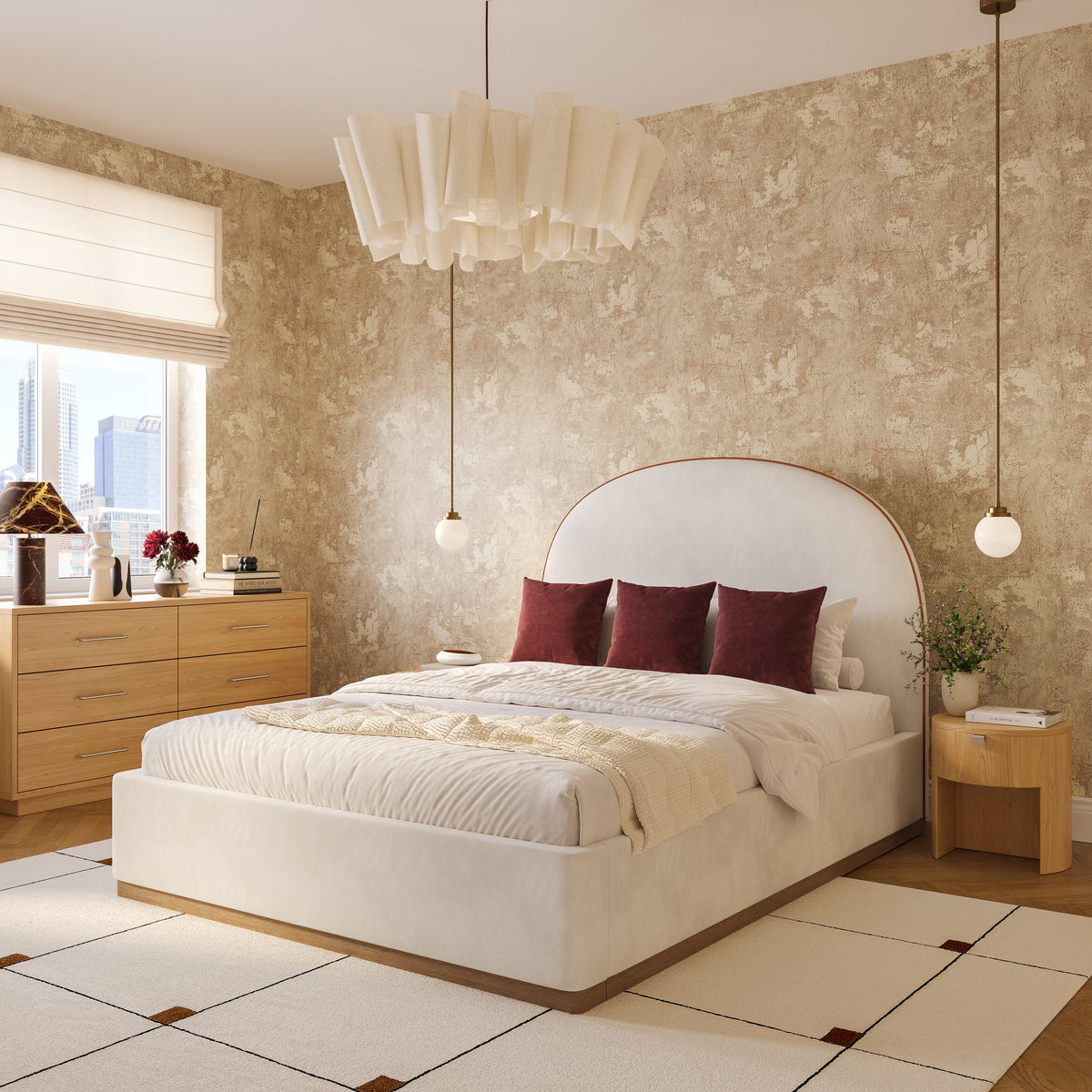 Marlow Cream Performance Velvet King Bed by TOV Furniture – photo 11 of 11