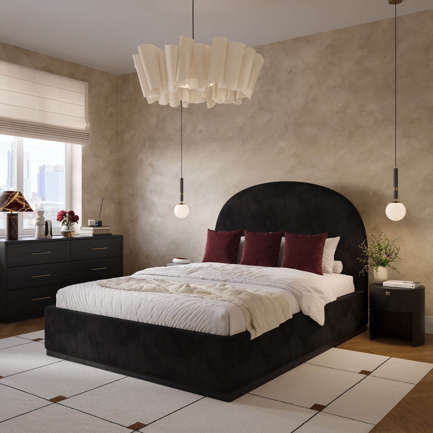 Marlow Performance Velvet Black Queen Bed by Tov Furniture