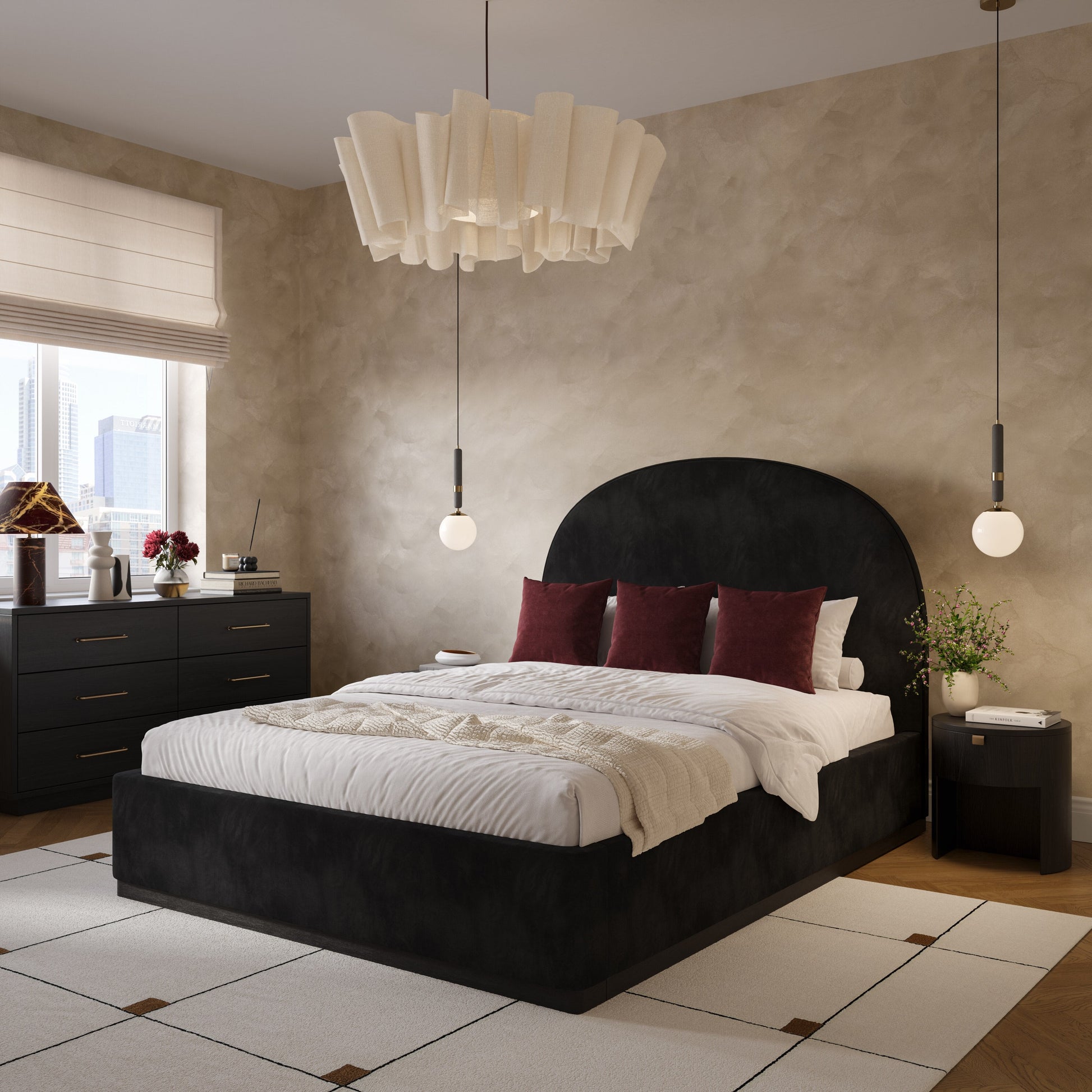 Marlow Performance Velvet Black Queen Bed by Tov Furniture
