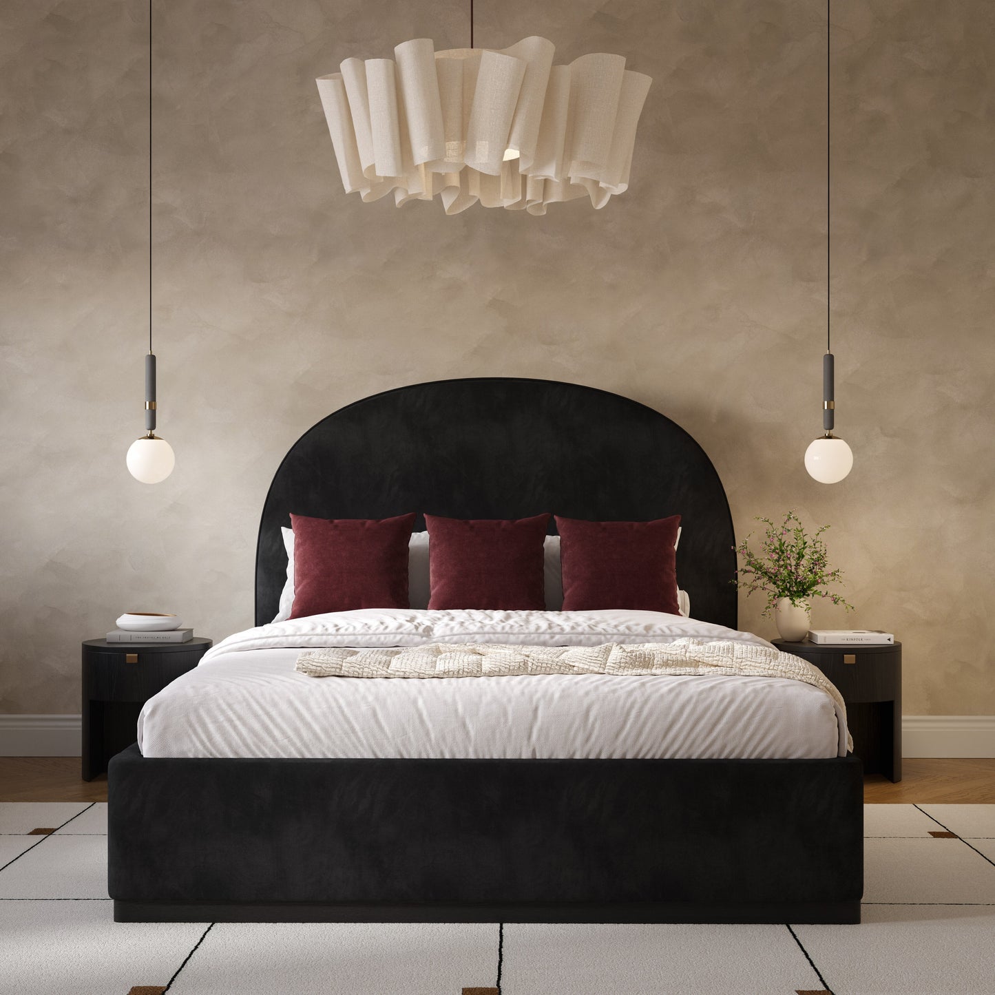 Marlow Performance Velvet Black King Bed by Tov Furniture