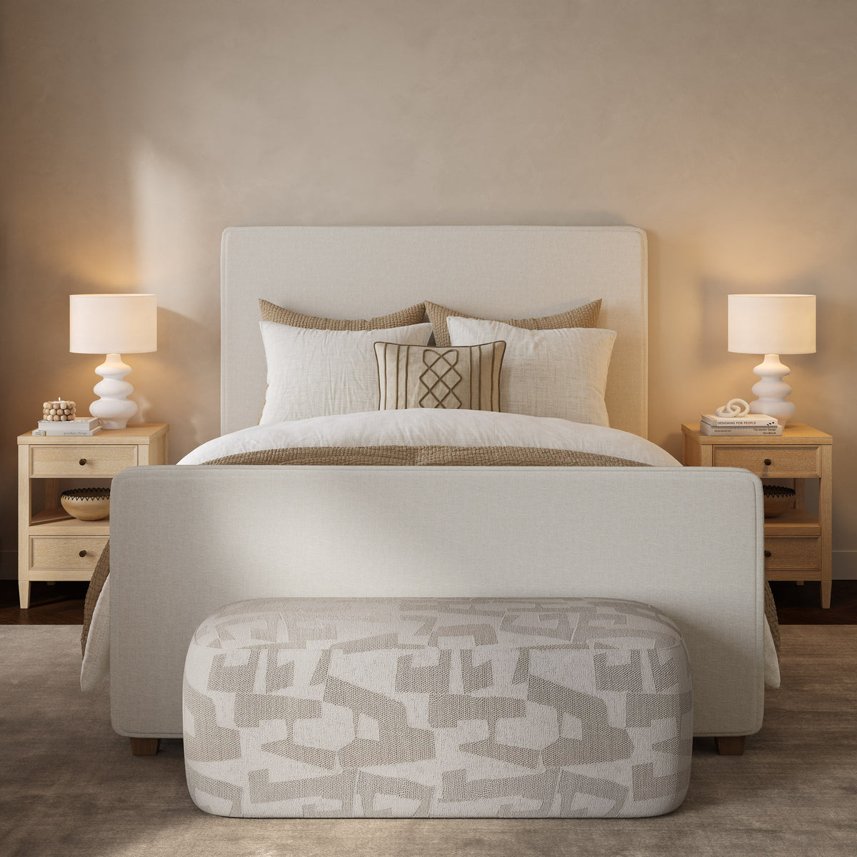 Bristol Park Ivory Contract-Grade Fabric Upholstered Bed by TOV Furniture – several sizes shown
