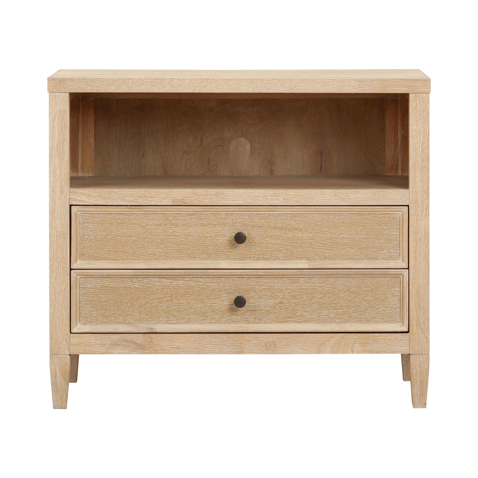 Bristol Park 30" Whitewashed Oak Wood 2-Drawer Nightstand Natural by Tov Furniture