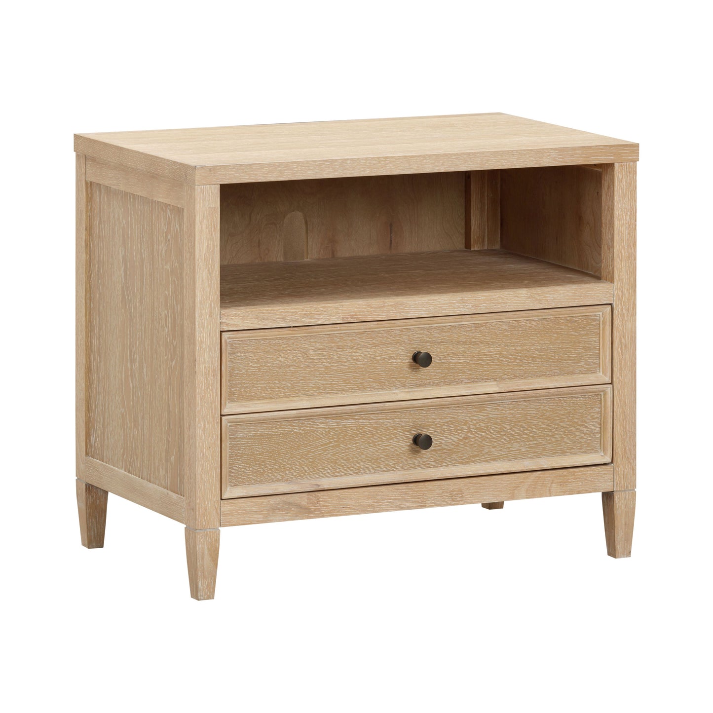 Bristol Park 30" Whitewashed Oak Wood 2-Drawer Nightstand Natural by Tov Furniture