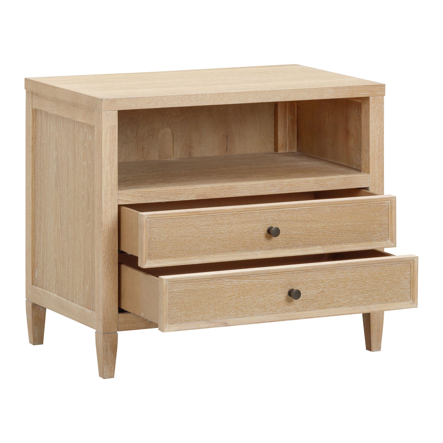 Bristol Park 30" Whitewashed Oak Wood 2-Drawer Nightstand Natural by Tov Furniture