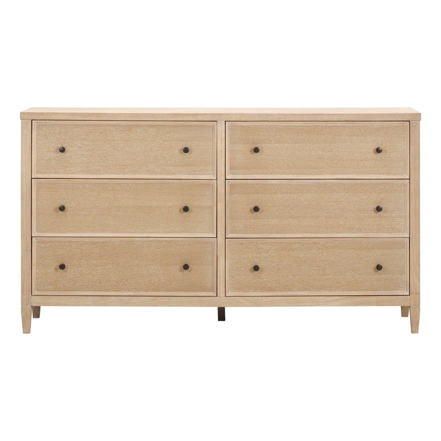 Bristol Park 62" Whitewashed Oak Wood 6-Drawer Dresser Natural by Tov Furniture