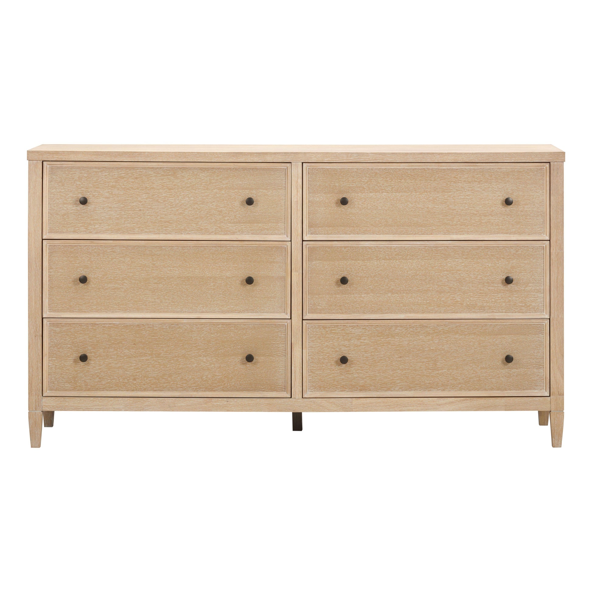 Bristol Park 62" Whitewashed Oak Wood 6-Drawer Dresser Natural by Tov Furniture