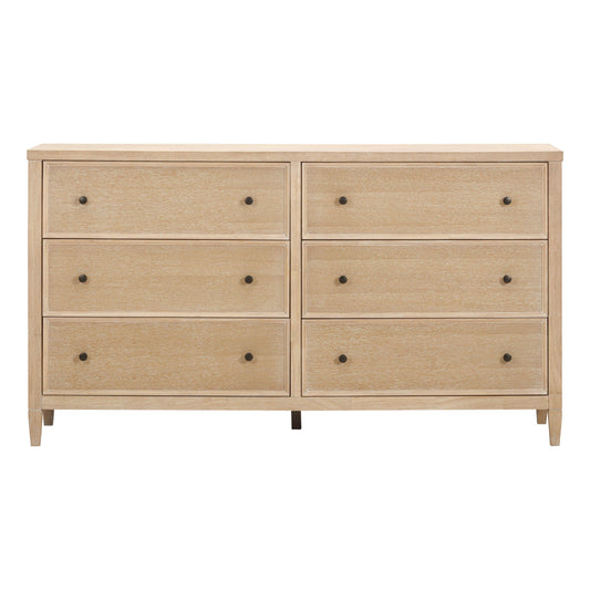 Bristol Park 62" Whitewashed Oak Wood 6-Drawer Dresser Natural by Tov Furniture
