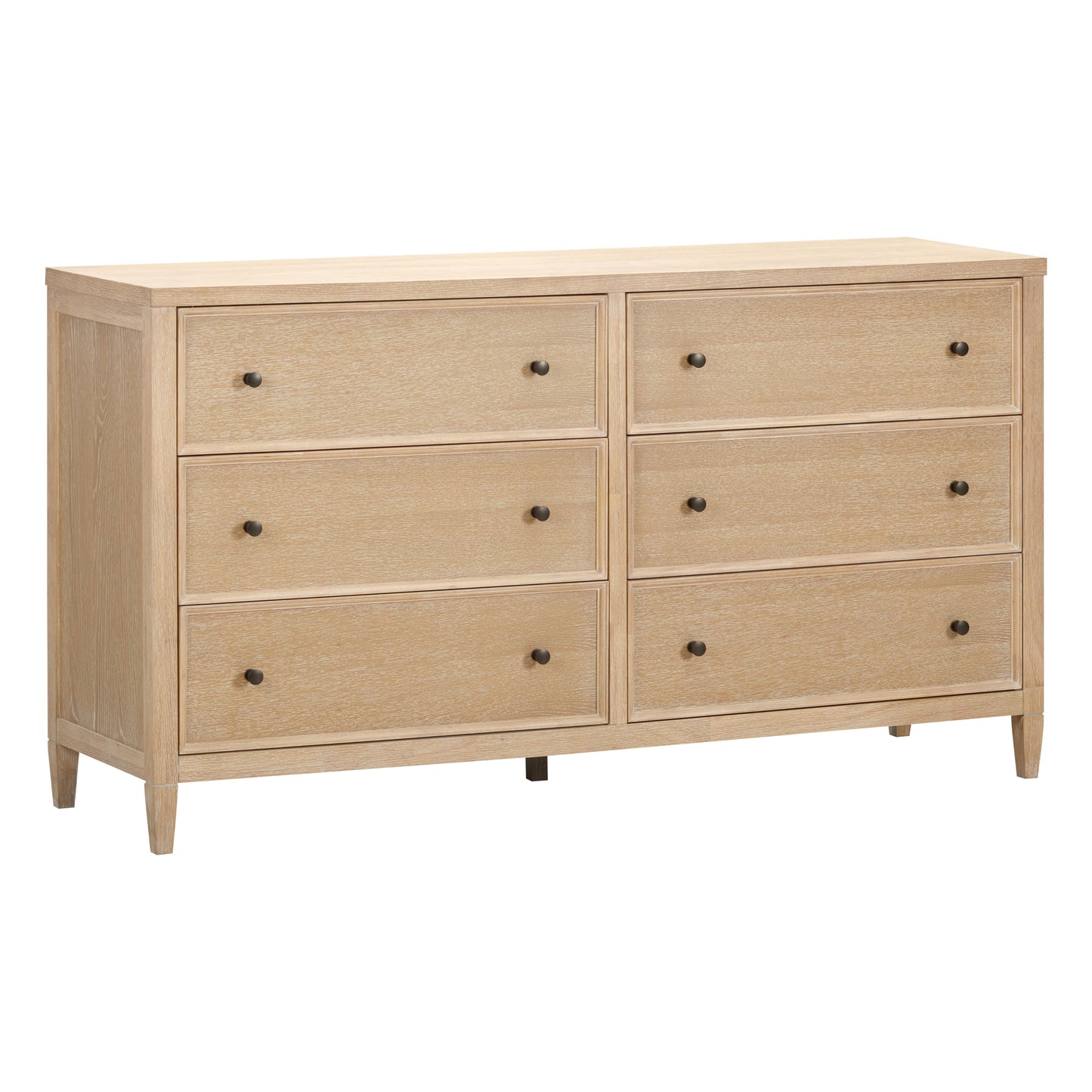 Bristol Park 62" Whitewashed Oak Wood 6-Drawer Dresser Natural by Tov Furniture