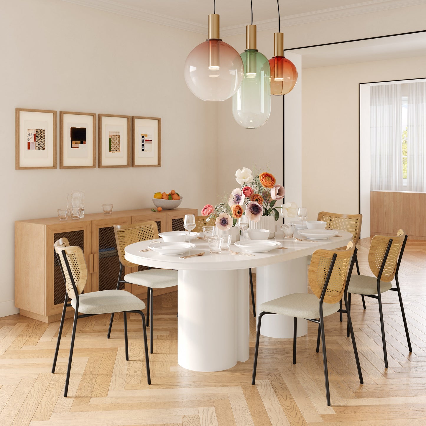 Elora 79" Lacquer Oval Dining Table White by Tov Furniture