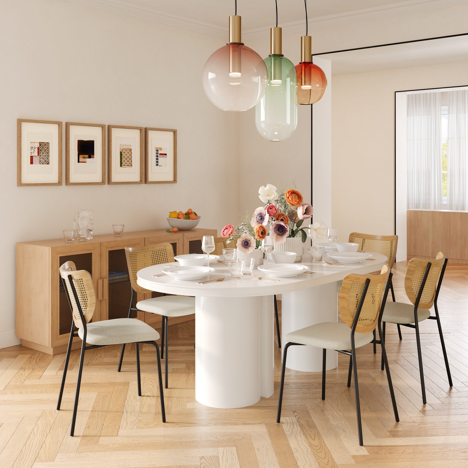 Elora 79" Lacquer Oval Dining Table White by Tov Furniture