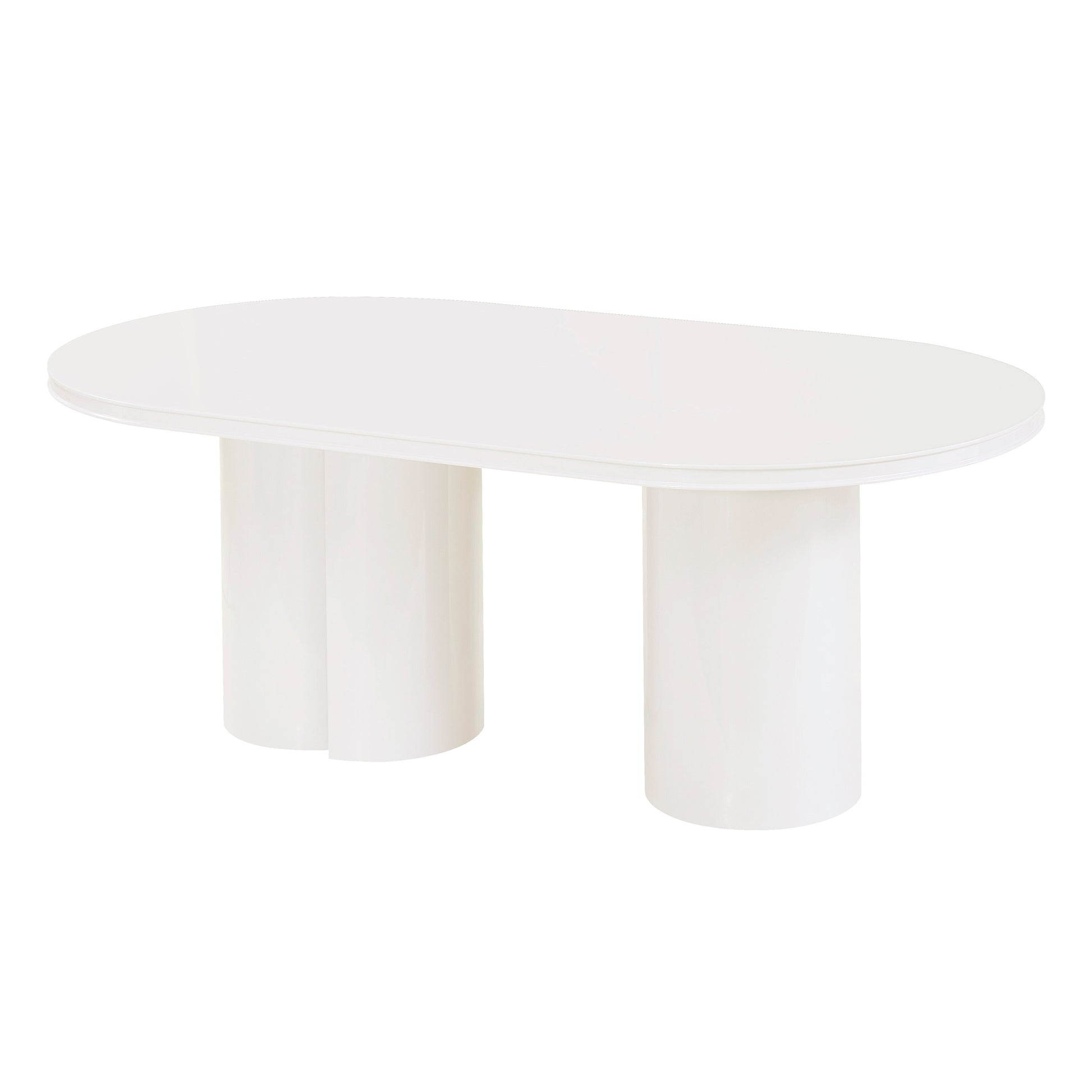 Elora 79" Lacquer Oval Dining Table White by Tov Furniture