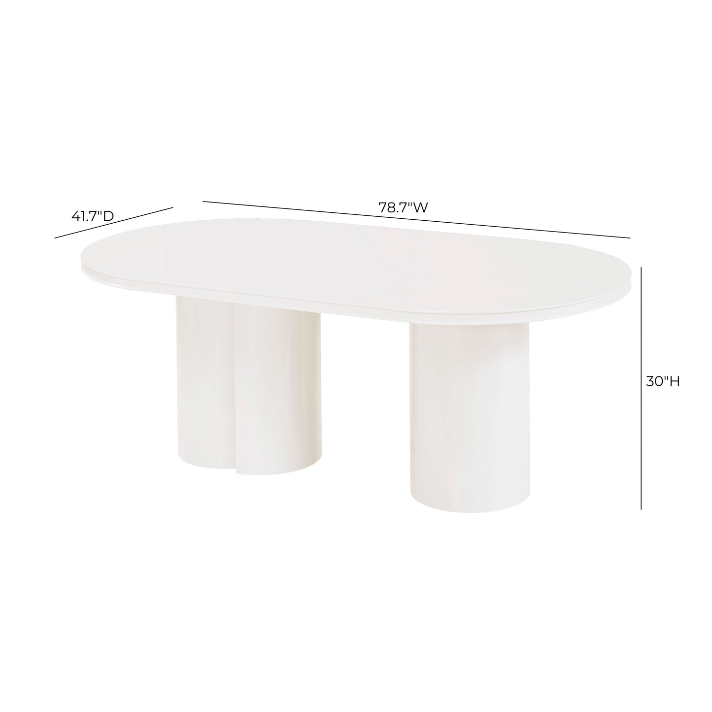 Elora 79" Lacquer Oval Dining Table White by Tov Furniture