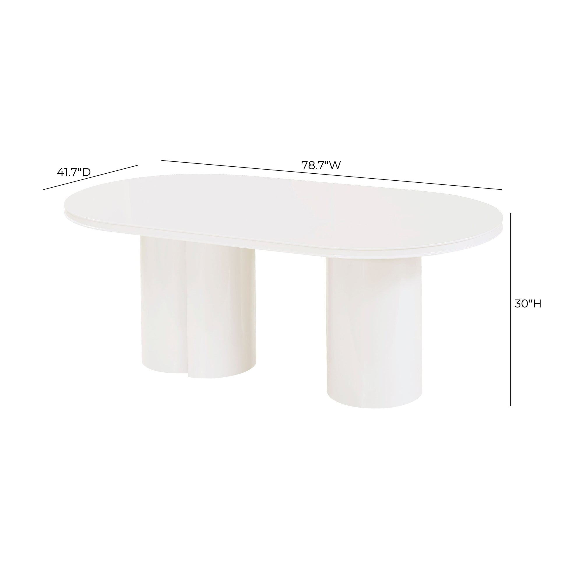 Elora 79" Lacquer Oval Dining Table White by Tov Furniture