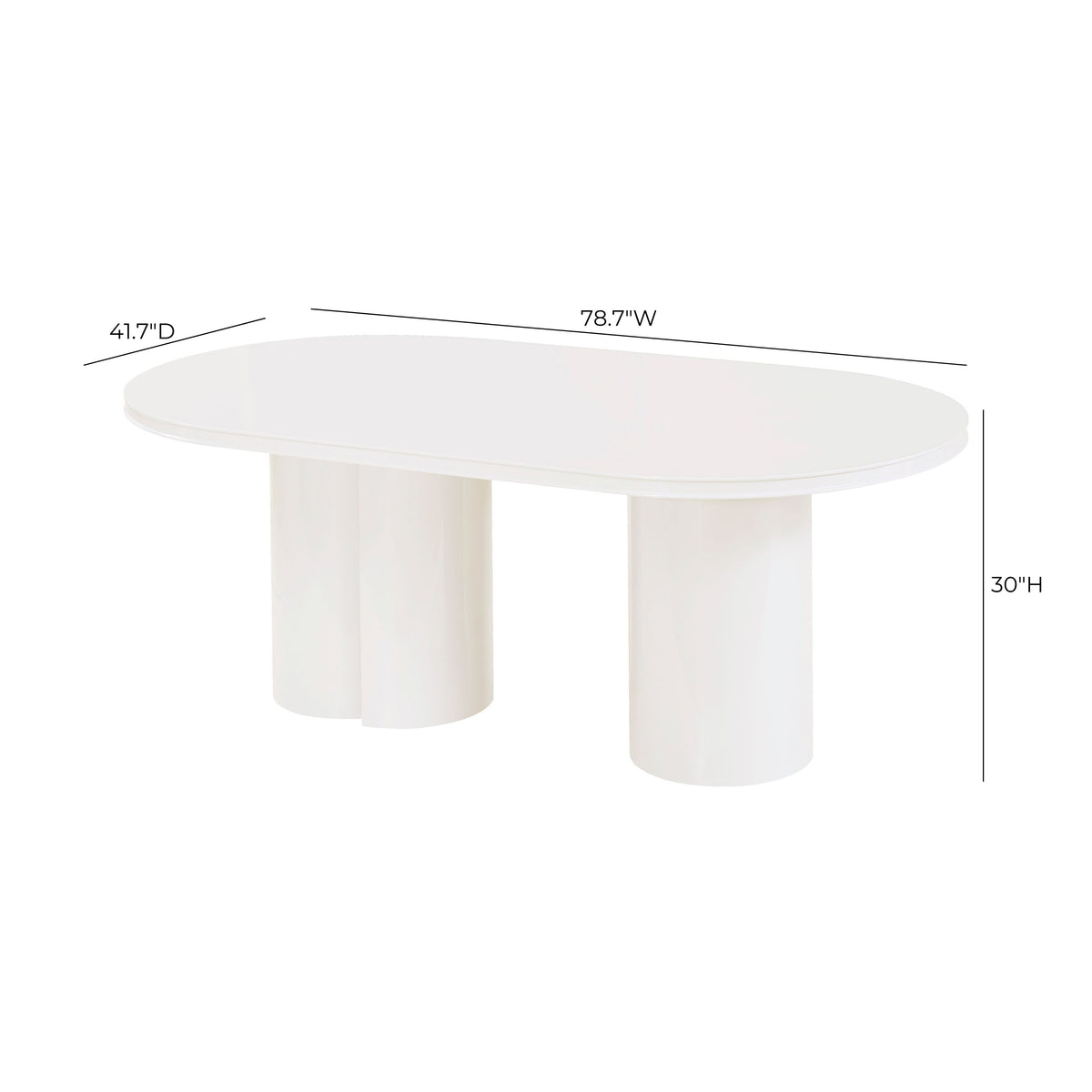 Elora White Lacquer 79" Oval Dining Table by TOV Furniture – photo 8 of 9