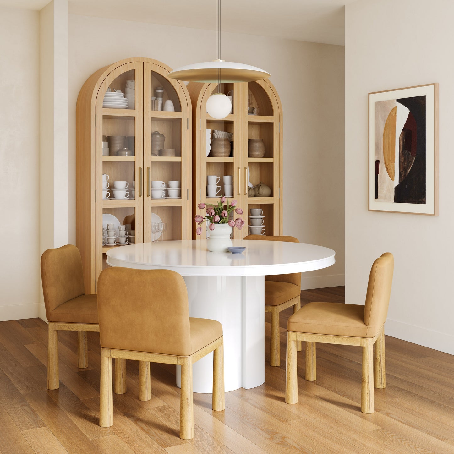 Elora 47" Lacquer Round Dining Table White by Tov Furniture