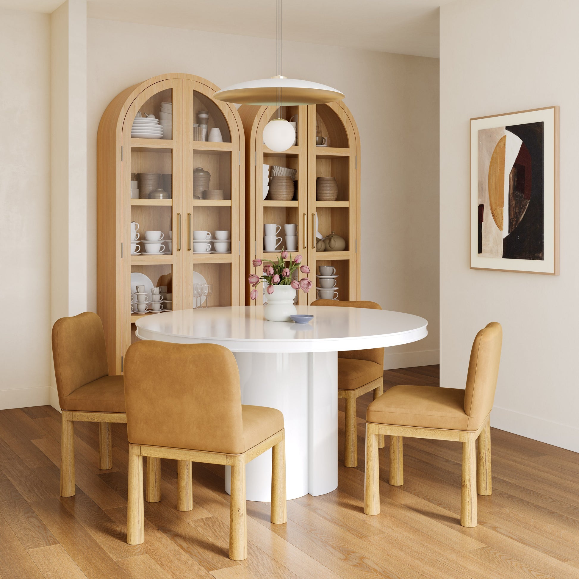 Elora 47" Lacquer Round Dining Table White by Tov Furniture