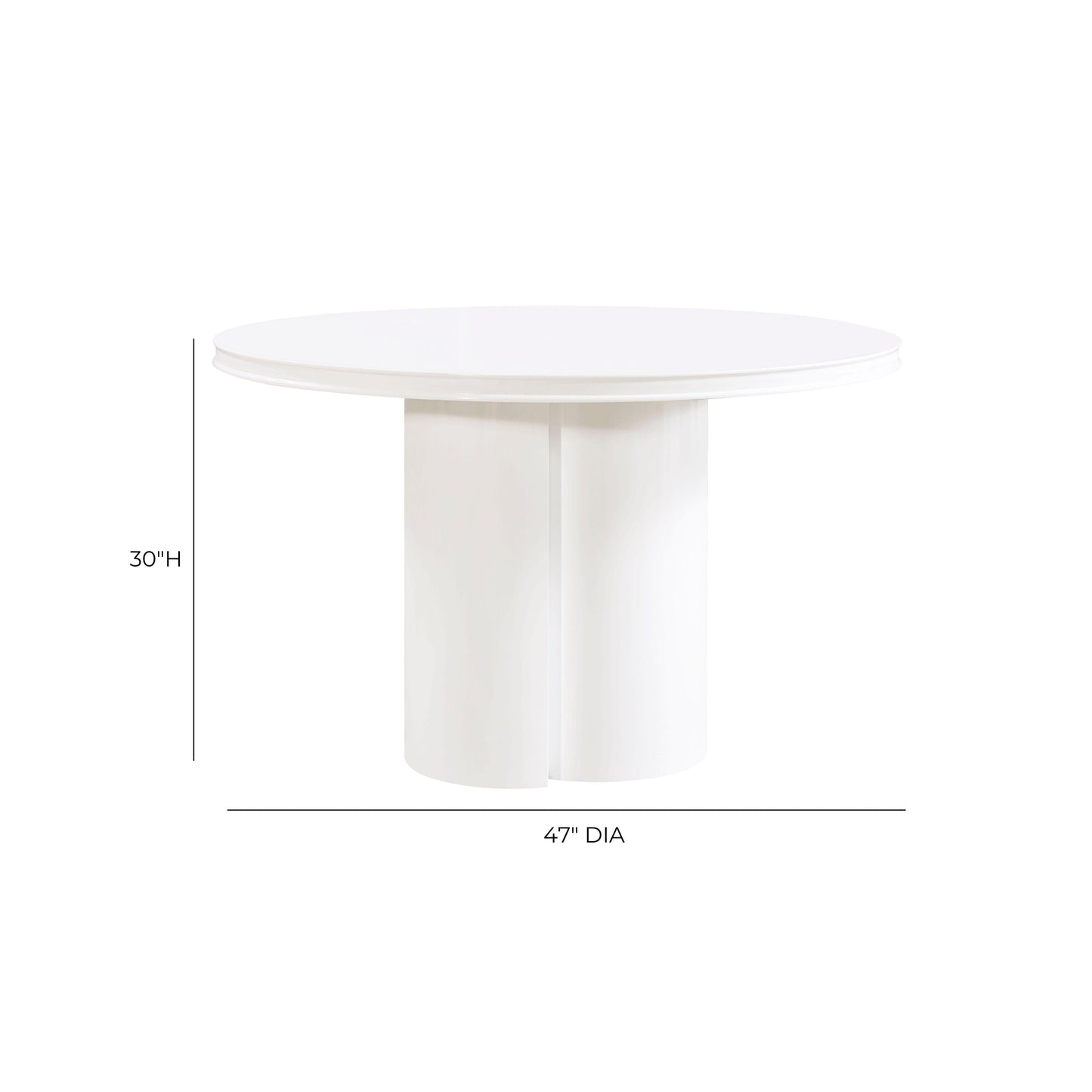 Elora 47" Lacquer Round Dining Table White by Tov Furniture