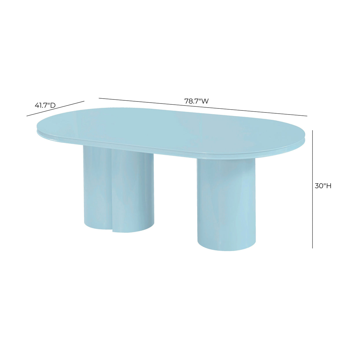 Elora Blue Lacquer 79" Oval Dining Table by TOV Furniture – photo 7 of 9