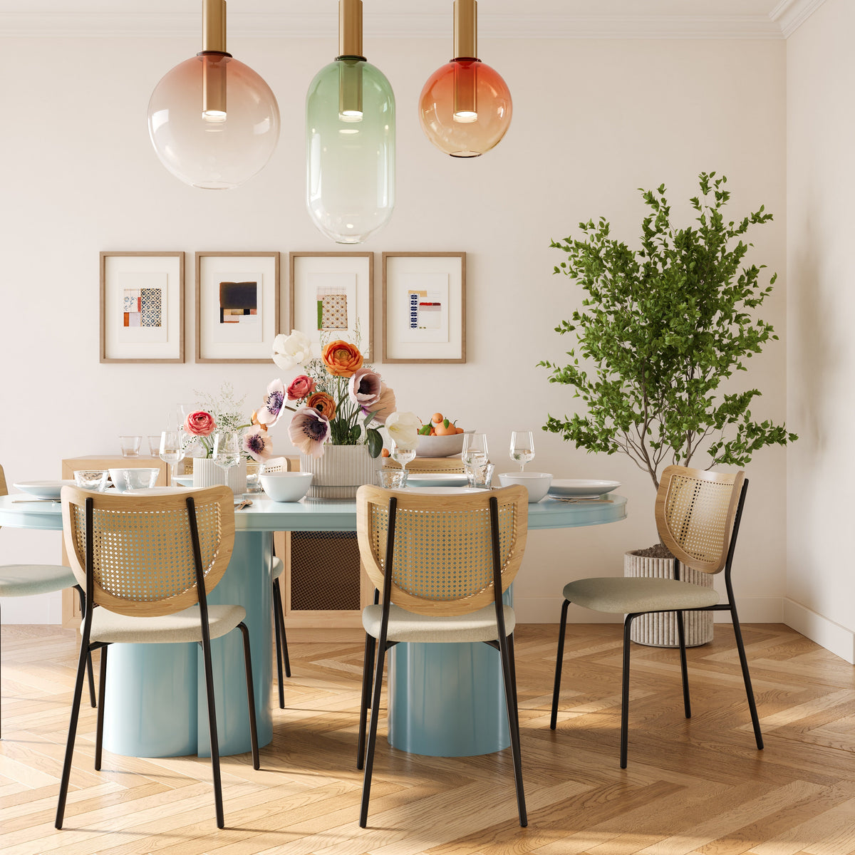 Elora Blue Lacquer 79" Oval Dining Table by TOV Furniture – photo 9 of 9