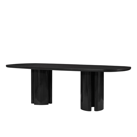 Zola 94.5" Lacquer Oval Dining Table Black by Tov Furniture