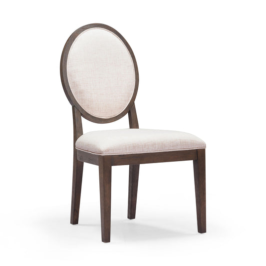 Mila Dark Brown and Beige Performance Fabric Dining Chair - Set of 2 Beige, Brown by Tov Furniture