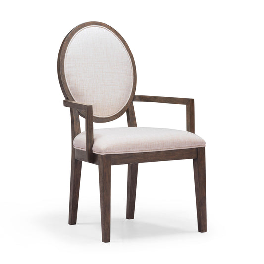 Mila Dark Brown and Beige Performance Fabric Dining Armchair Beige, Brown by Tov Furniture