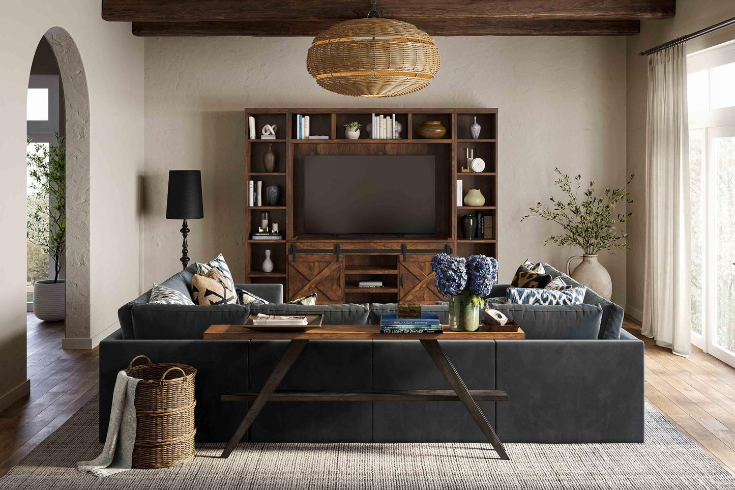 Dawson Rustic Brown Entertainment Wall by TOV