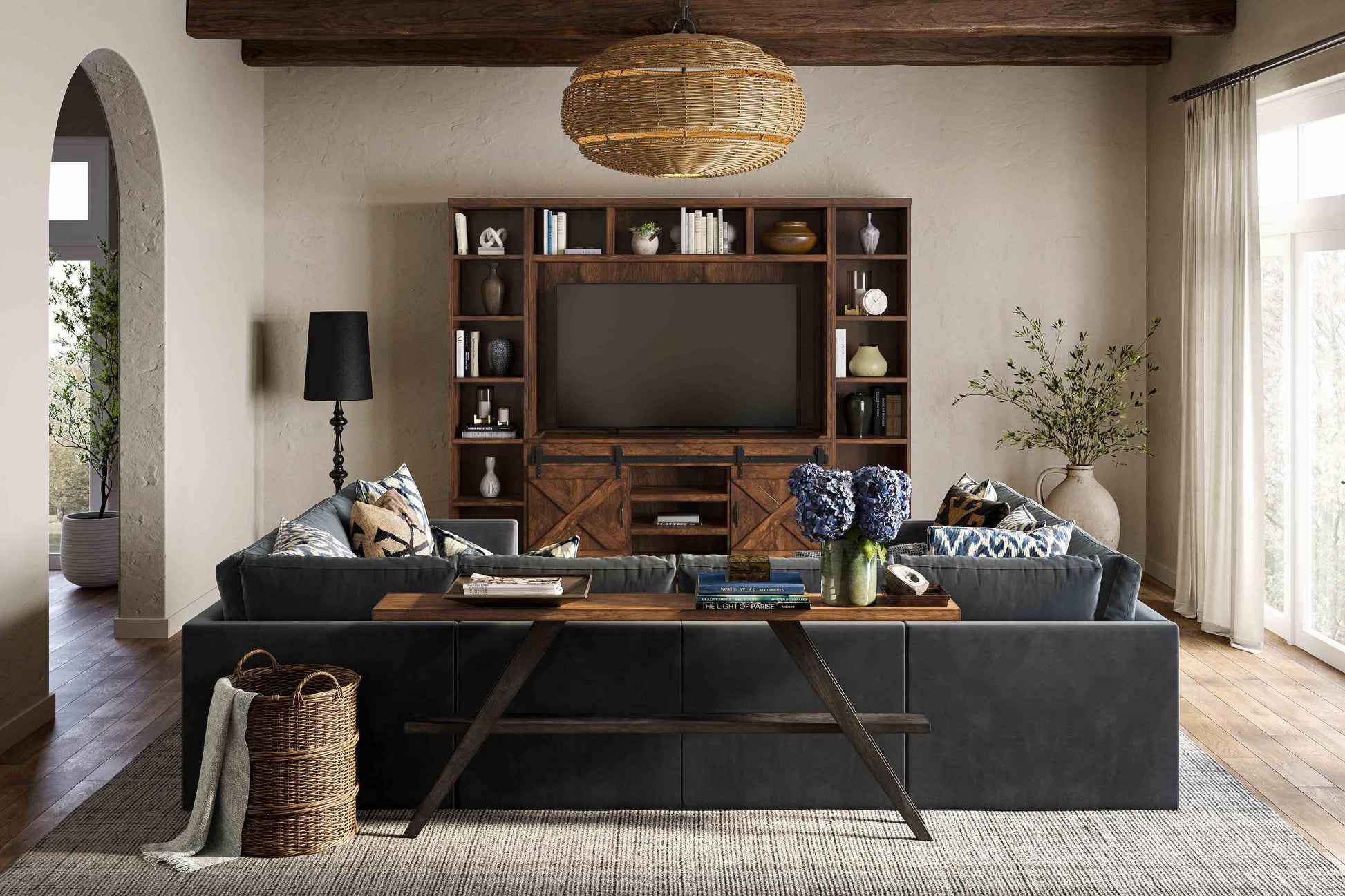 Dawson Rustic Brown Entertainment Wall by TOV