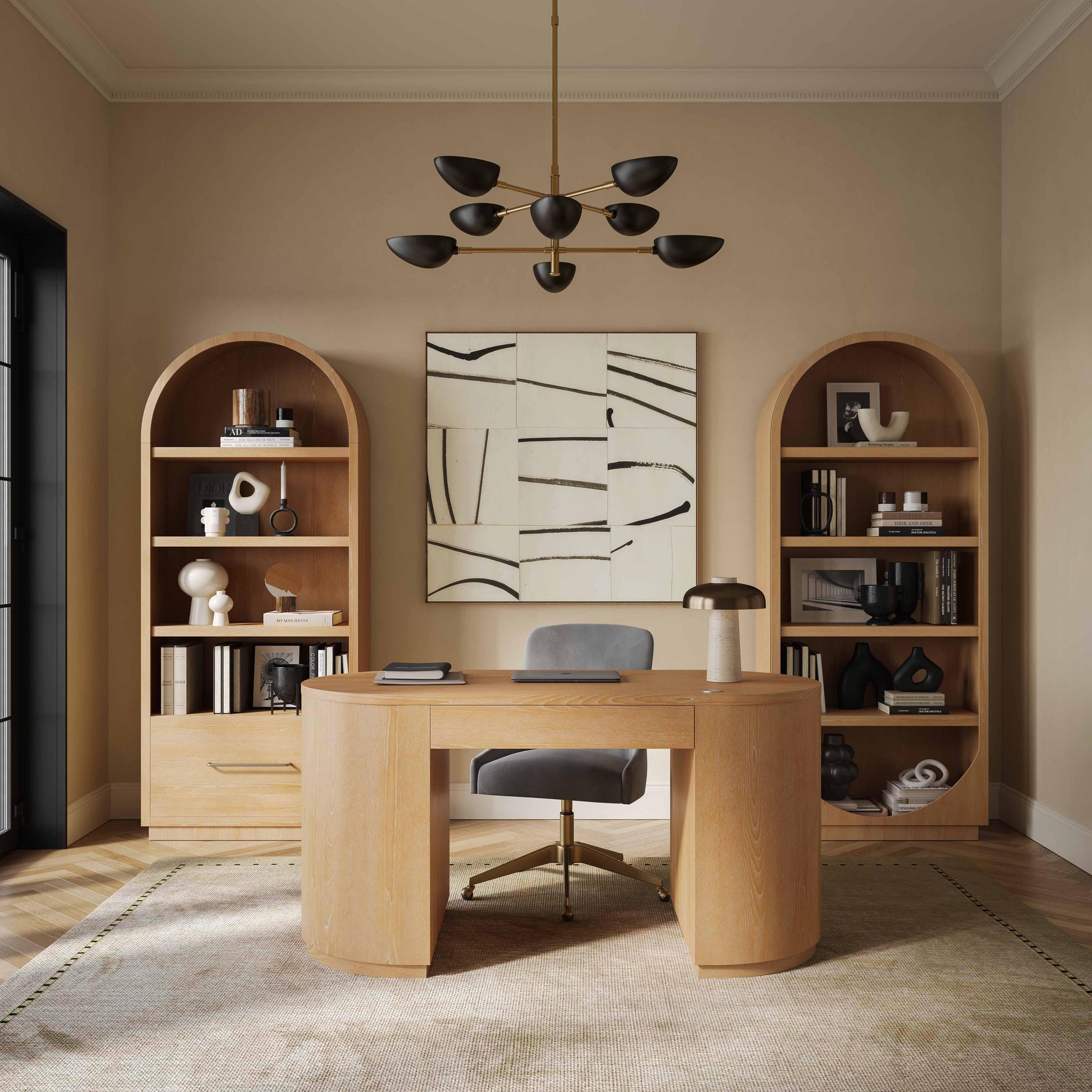 Marlow 64" Wood Executive Desk With Storage Natural by Tov Furniture