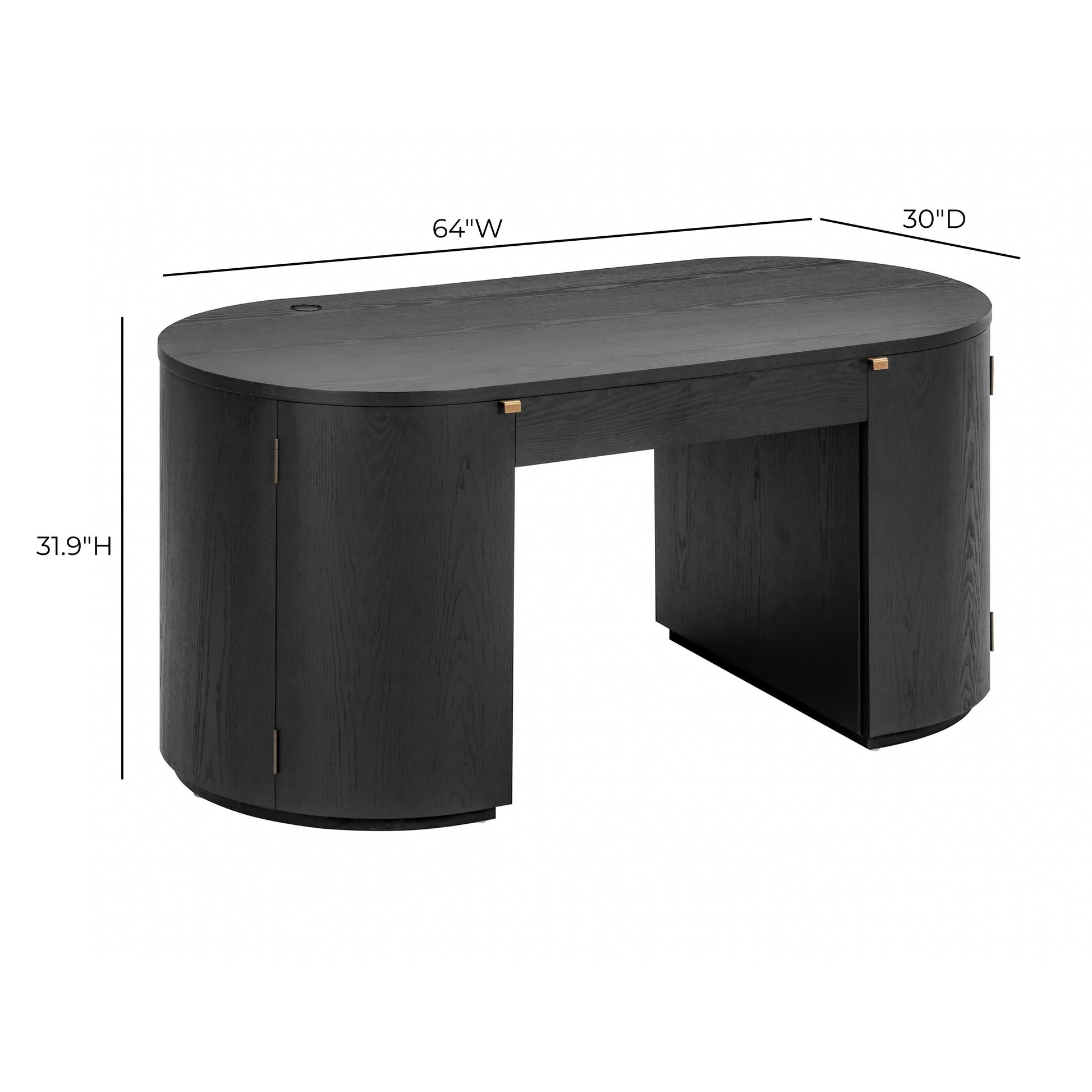 Marlow 64" Wood Executive Desk With Storage Black by Tov Furniture