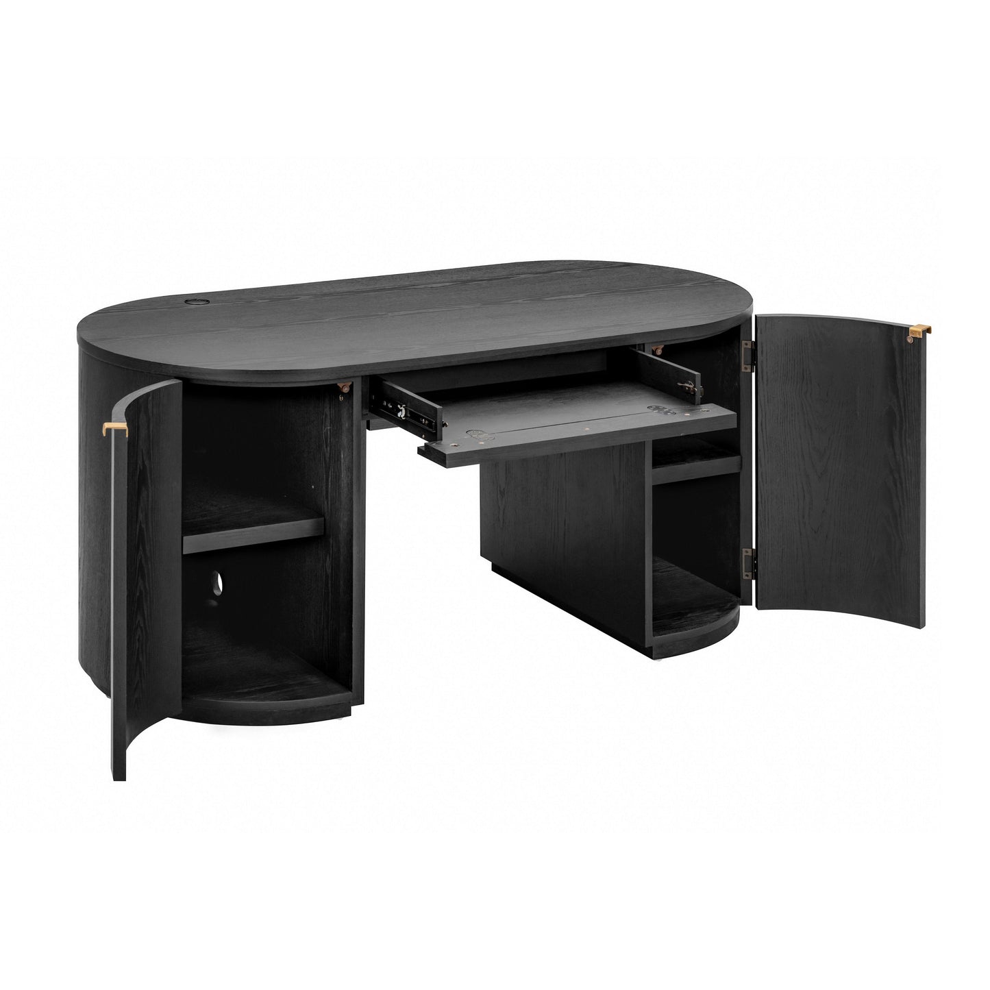 Marlow 64" Wood Executive Desk With Storage Black by Tov Furniture