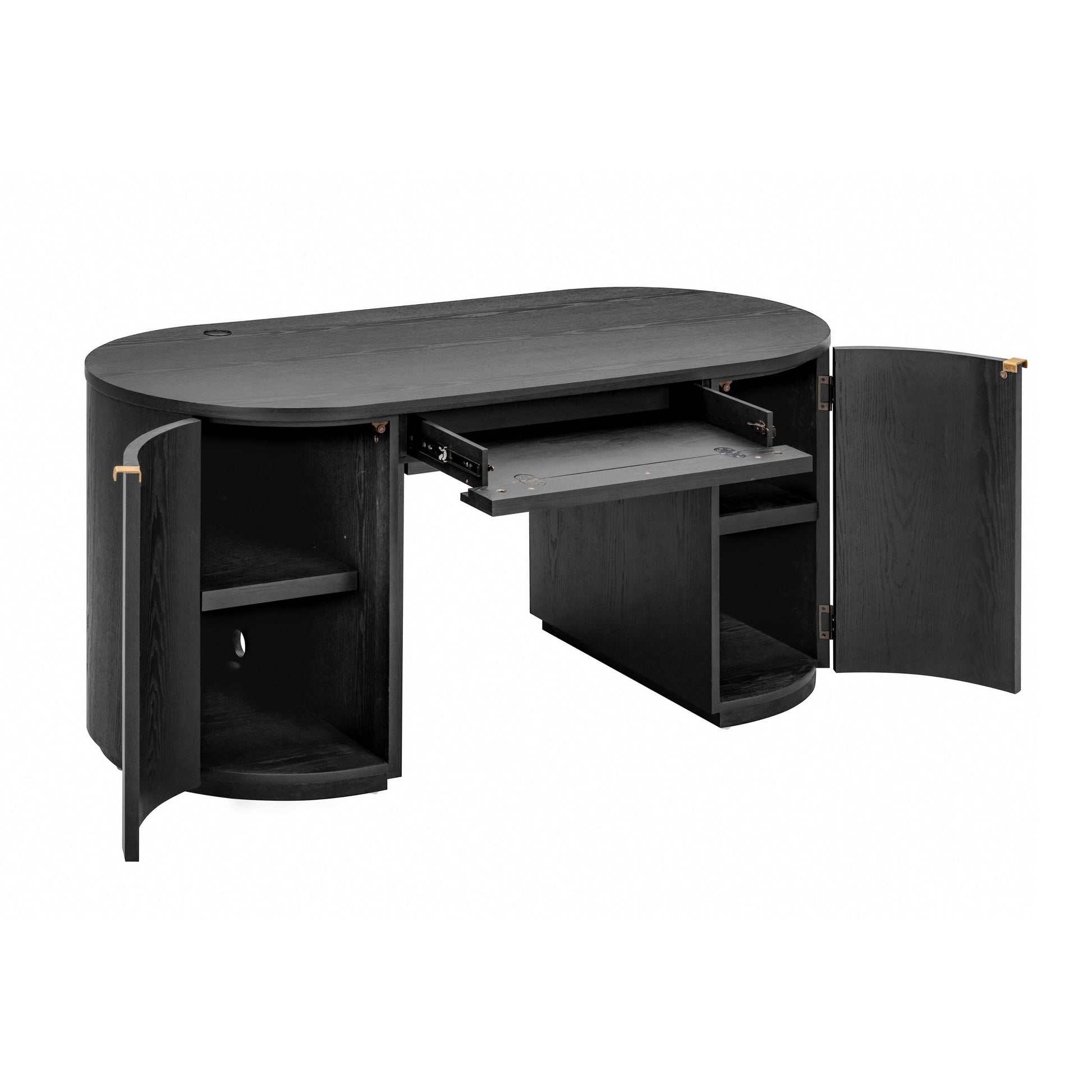 Marlow 64" Wood Executive Desk With Storage Black by Tov Furniture