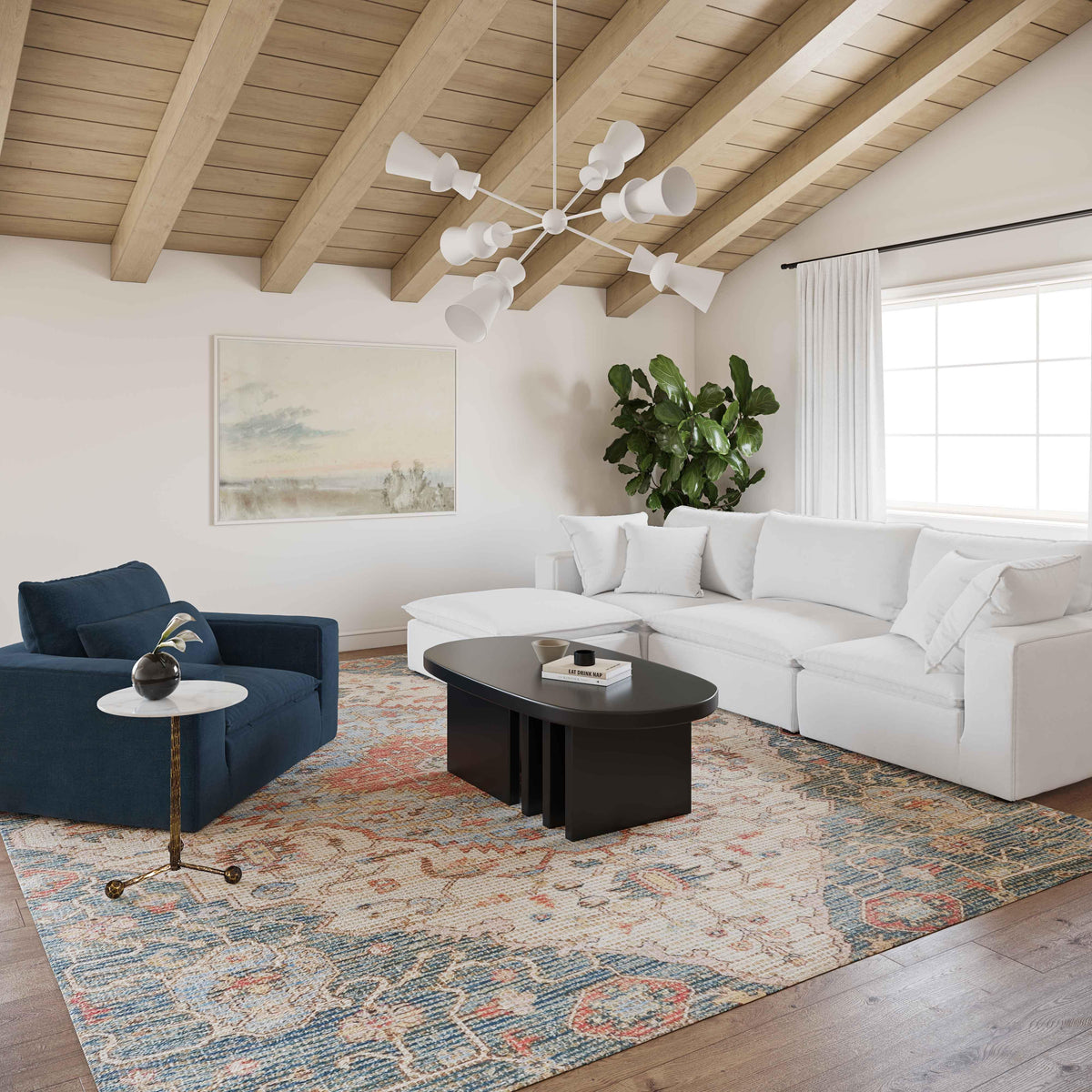 Cali Navy Performance Fabric Arm Chair by TOV Furniture – photo 2 of 6