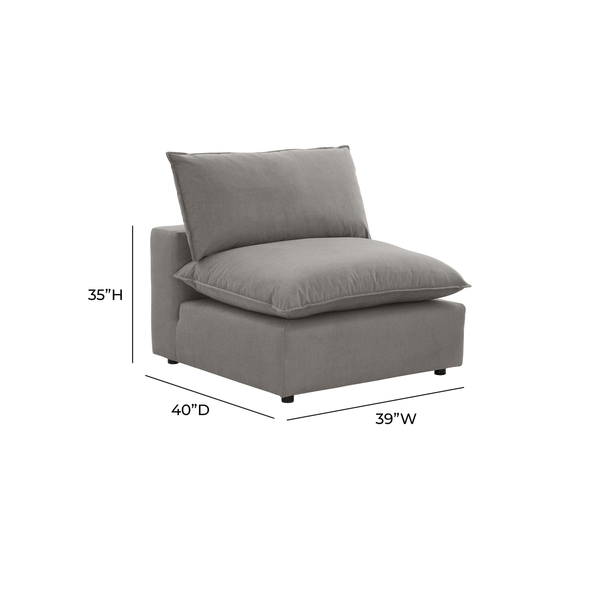 Cali Slate Performance Fabric Armless Chair by TOV Furniture – photo 7 of 8
