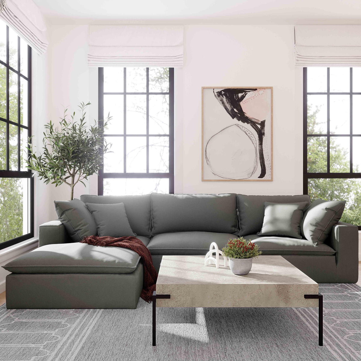 Cali Slate Performance Fabric Armless Chair by TOV Furniture – photo 2 of 8