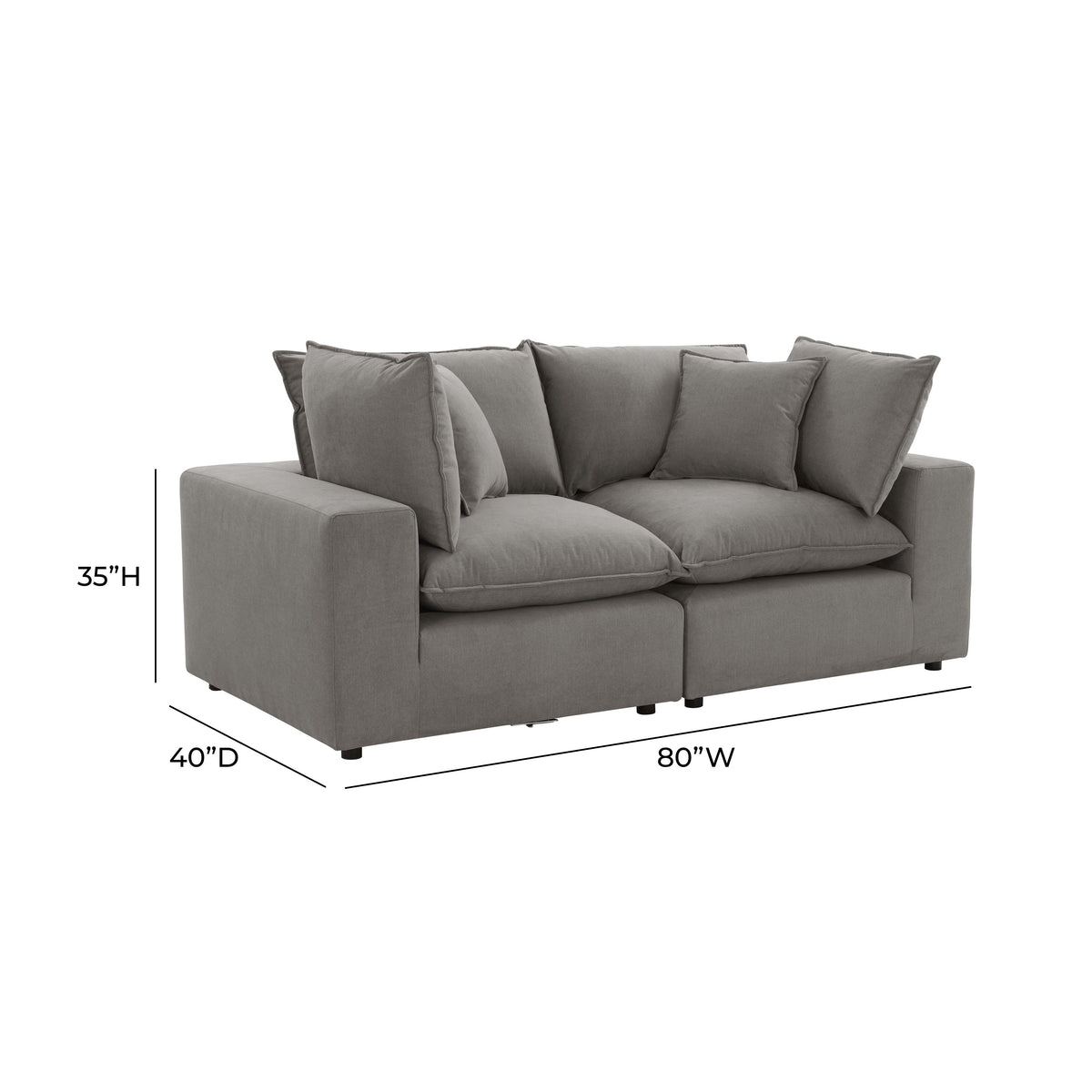 Cali 80" Slate Performance Fabric Modular Loveseat by TOV Furniture – photo 7 of 7