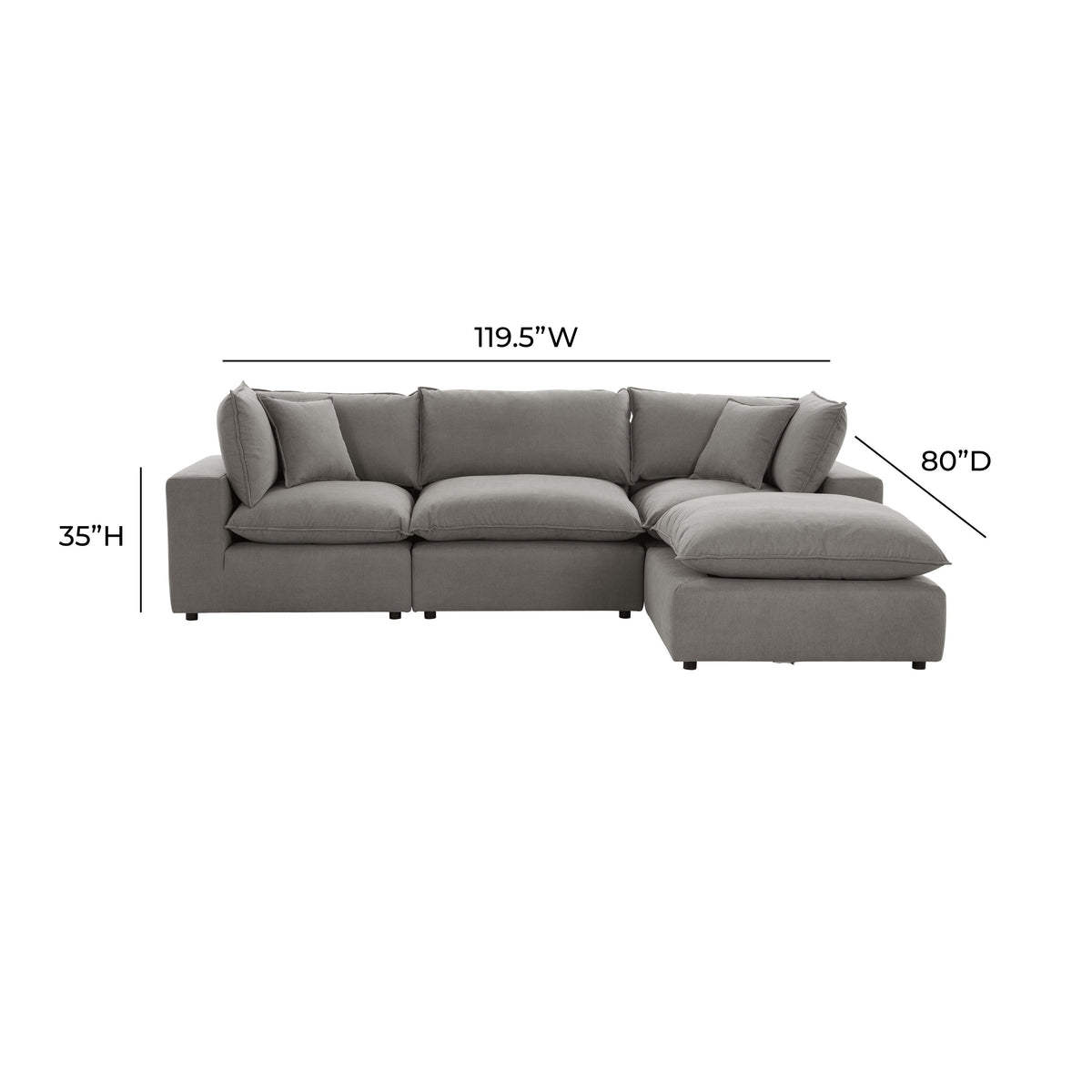 Cali Slate Performance Fabric Modular 4 Piece Sectional by TOV Furniture – photo 6 of 6