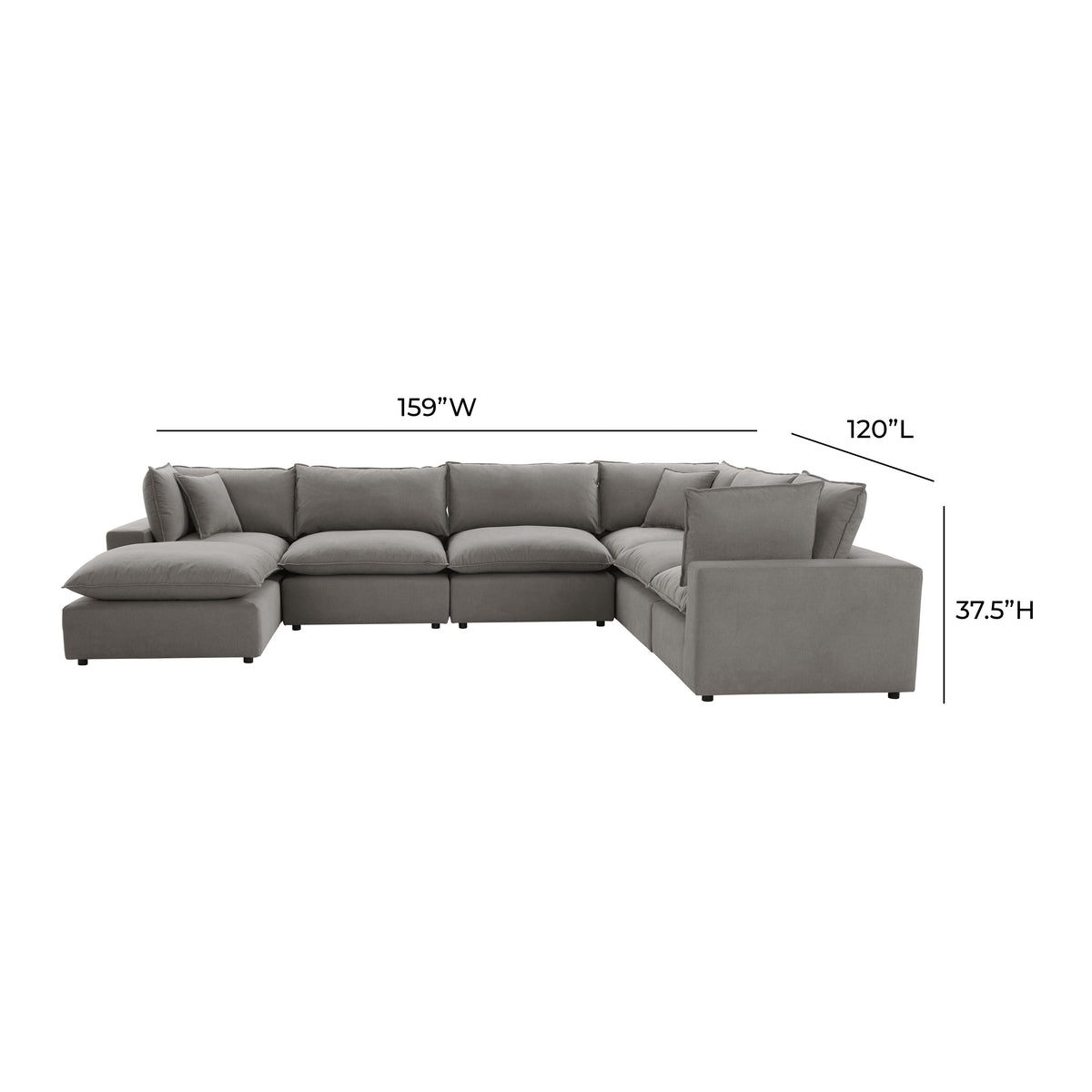 Cali Slate Performance Fabric Modular Large Chaise Sectional by TOV Furniture – photo 7 of 7