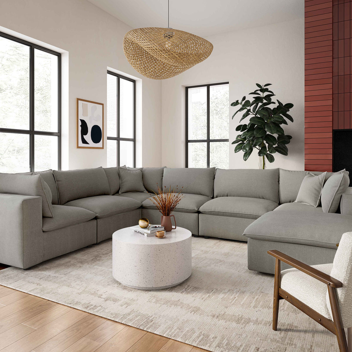 Cali Slate Performance Fabric Modular Large Chaise Sectional by TOV Furniture – photo 2 of 7