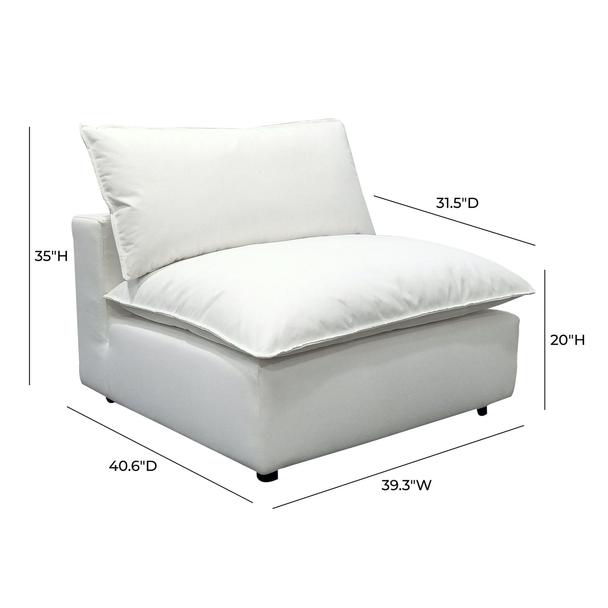 Cali Pearl Performance Fabric Armless Chair by TOV Furniture – photo 7 of 8