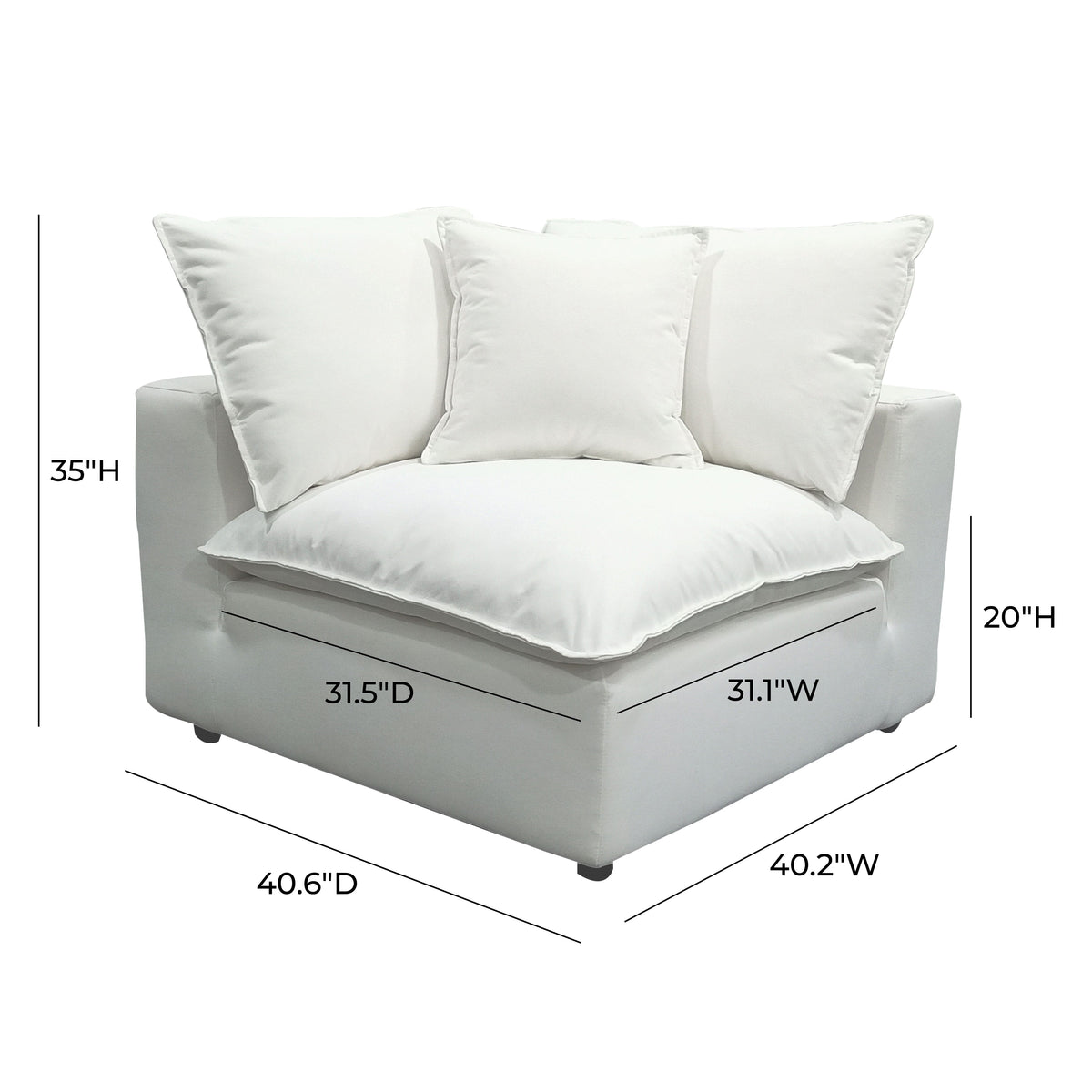 Cali Pearl Performance Fabric Corner Chair by TOV Furniture – photo 7 of 8