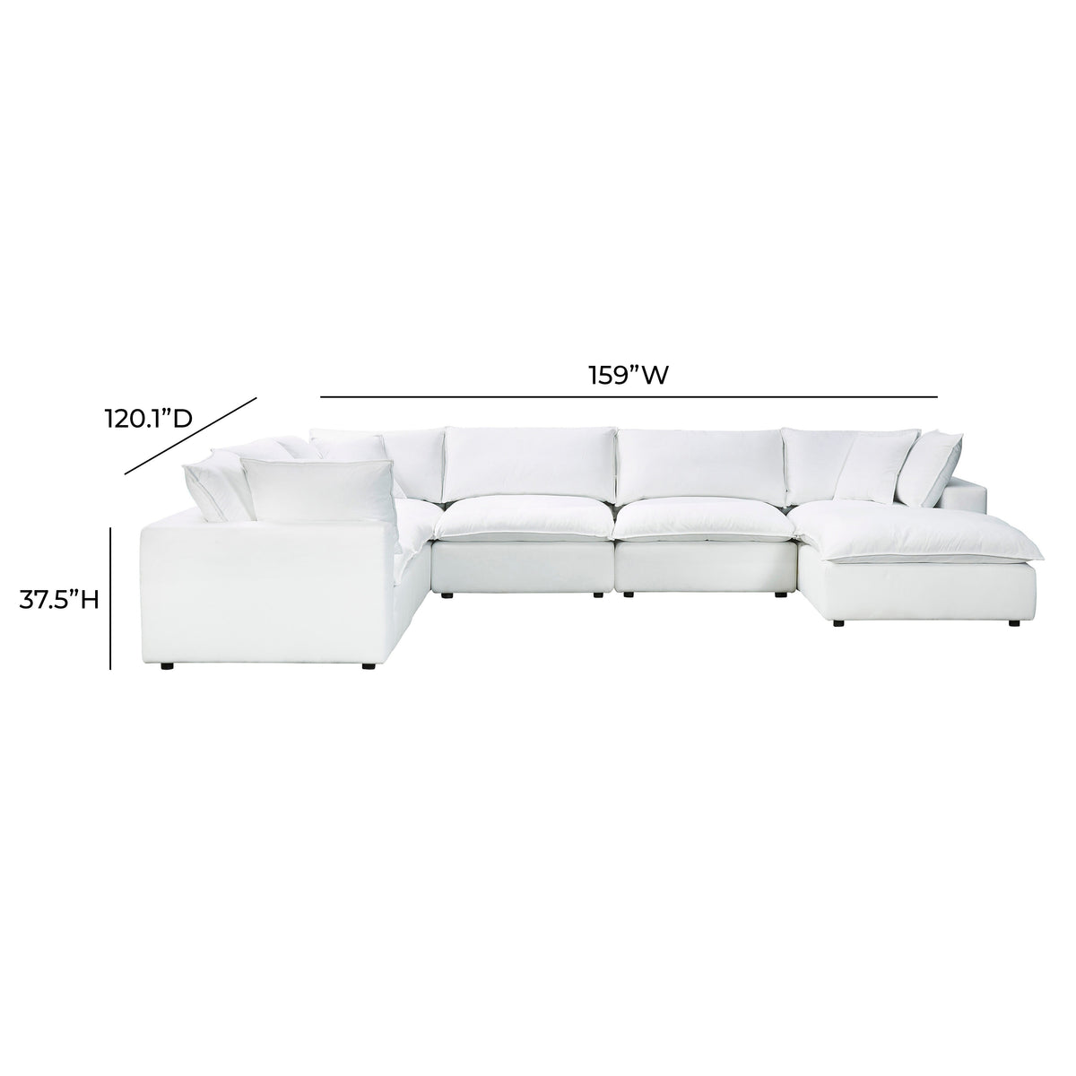 Cali Pearl Performance Fabric Modular Large Chaise Sectional by TOV Furniture – photo 6 of 6