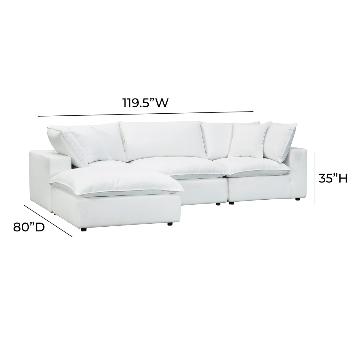 Cali Pearl Performance Fabric Modular 4 Piece Sectional by TOV Furniture – photo 6 of 6