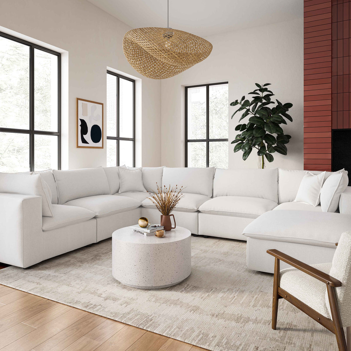 Cali Pearl Performance Fabric Modular Large Chaise Sectional by TOV Furniture – photo 2 of 6