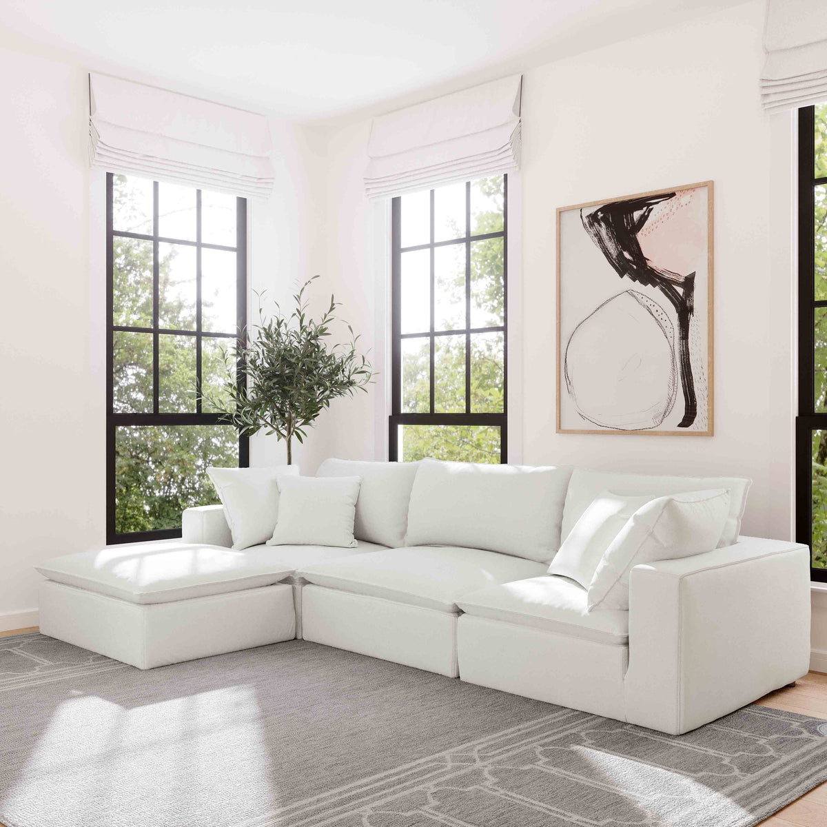 Cali Pearl Performance Fabric Ottoman by TOV Furniture – photo 2 of 5