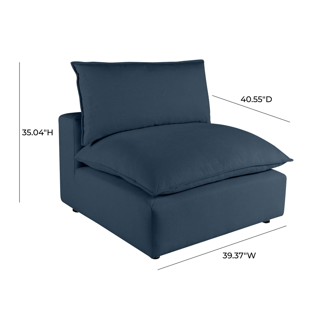 Cali Navy Performance Fabric Armless Chair by TOV Furniture – photo 6 of 6
