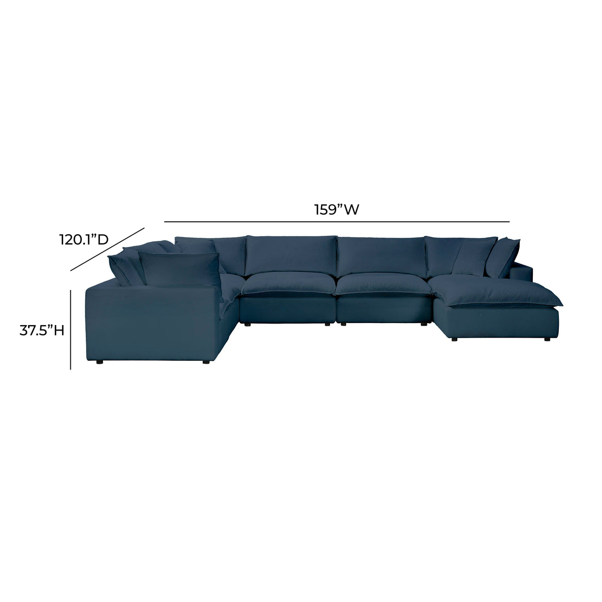 Cali Navy Performance Fabric Modular Large Chaise Sectional by TOV Furniture – photo 6 of 6